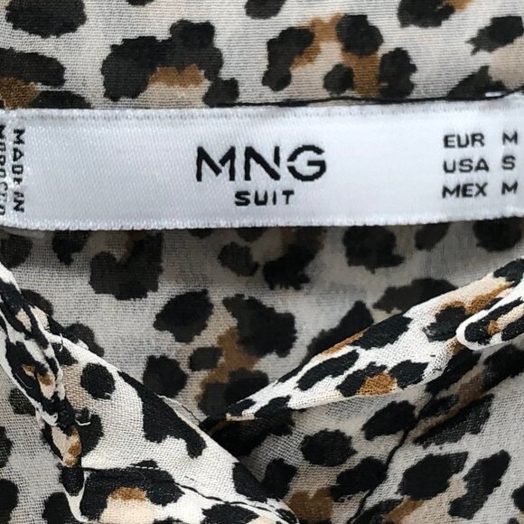 MNG Suit Mango Sheer Leopard Print Button Up Top S - Picture 4 of 7
